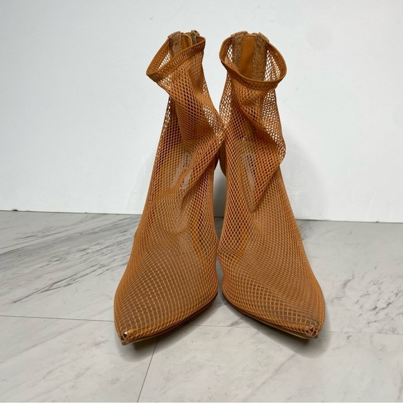 Steve Madden Vielo Orange Fish Net Pointy Toe Heeled Bootie 8 1/2 M - Picture 2 of 16